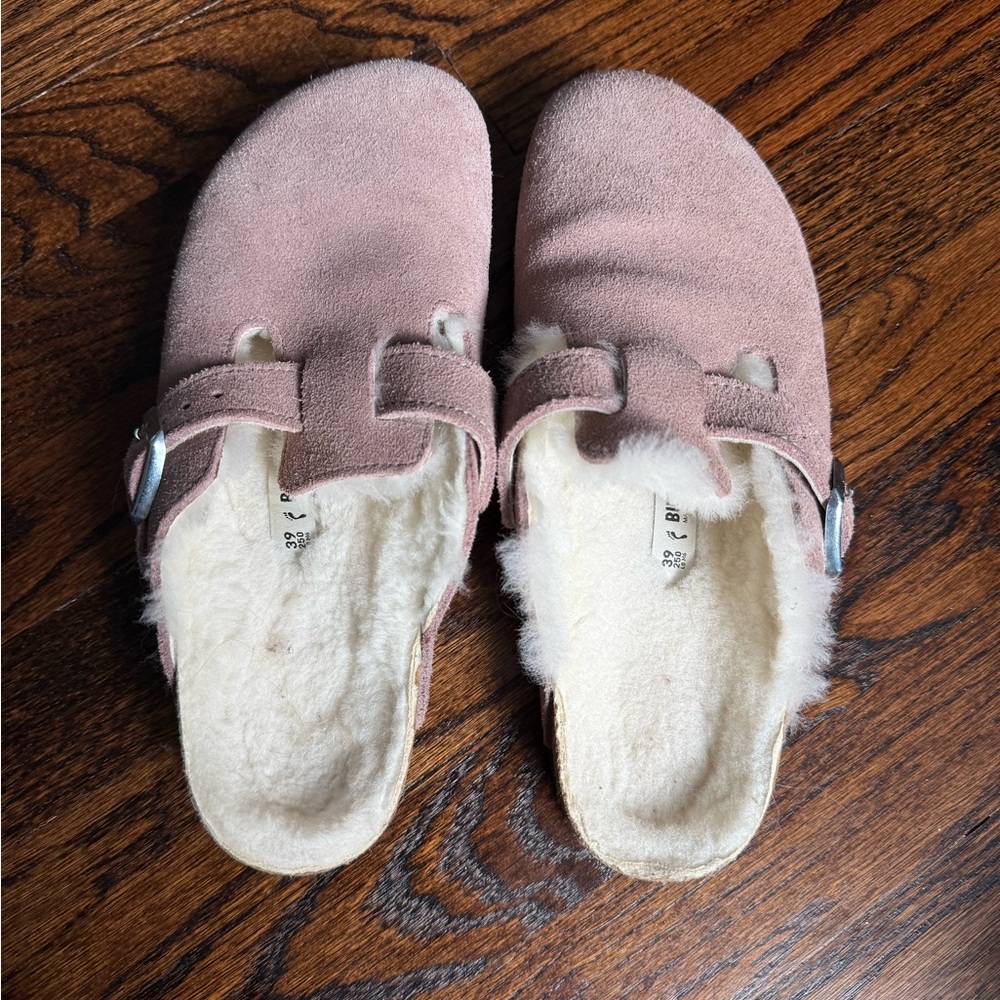 UGG Light Pink Fuzzy Clog Slippers | Size 39